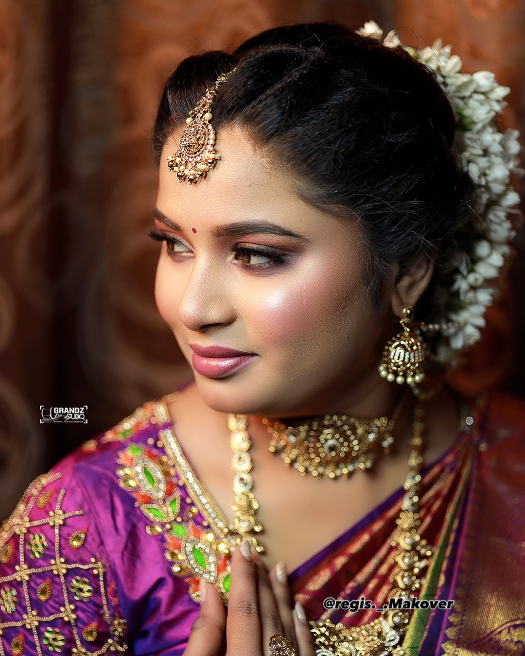 Intricate bridal makeup details